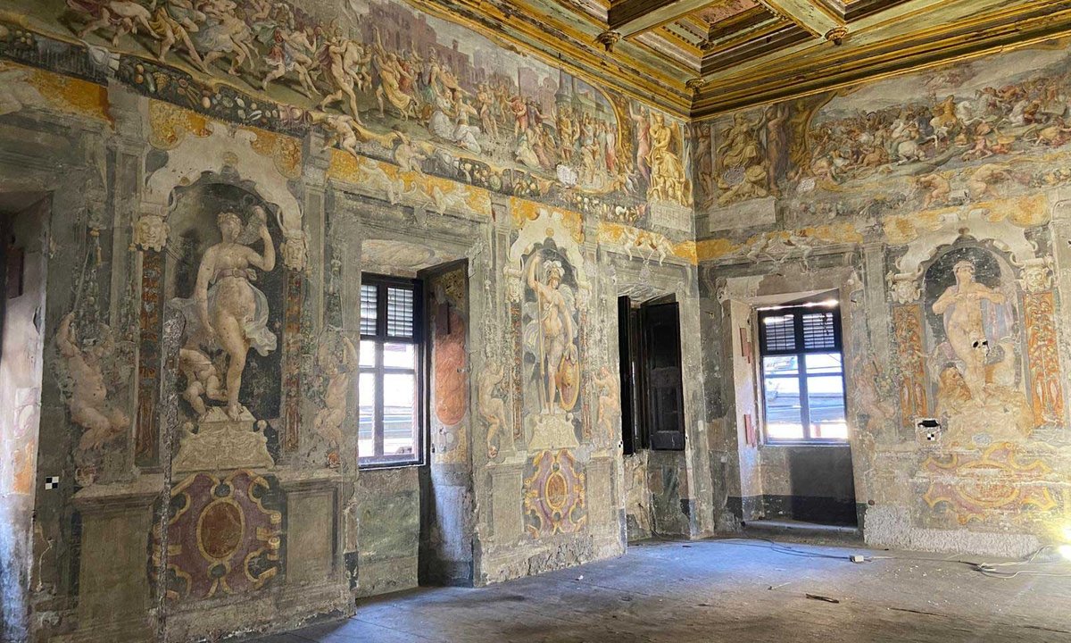 The Hall of Divinities at Rome’s Villa Silvestri Rivaldi, which is being restored by the Istituto Centrale per il Restauro to reveal a series of elaborate murals © Istituto Centrale per il Restauro – Ministero della Cultura