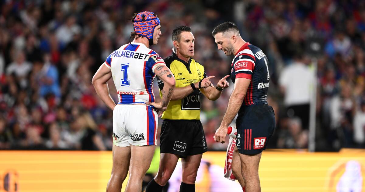 GF captains Kalyn Ponga and James Tedesco on Sunday night. Picture AAP